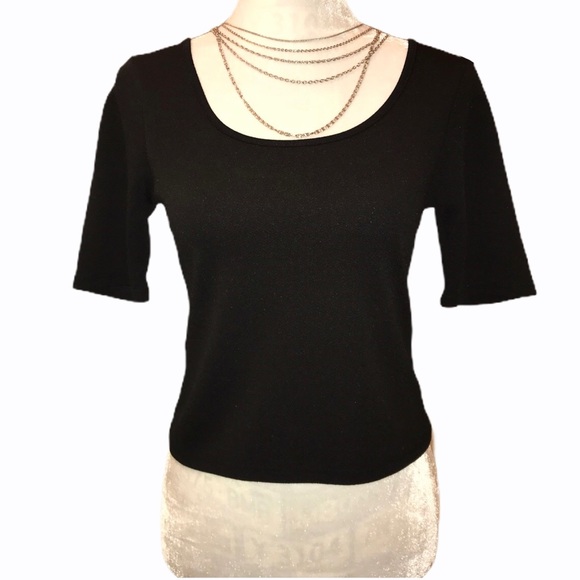 About a Girl Textured Black Crop Top - Sz Lg - Picture 2 of 11